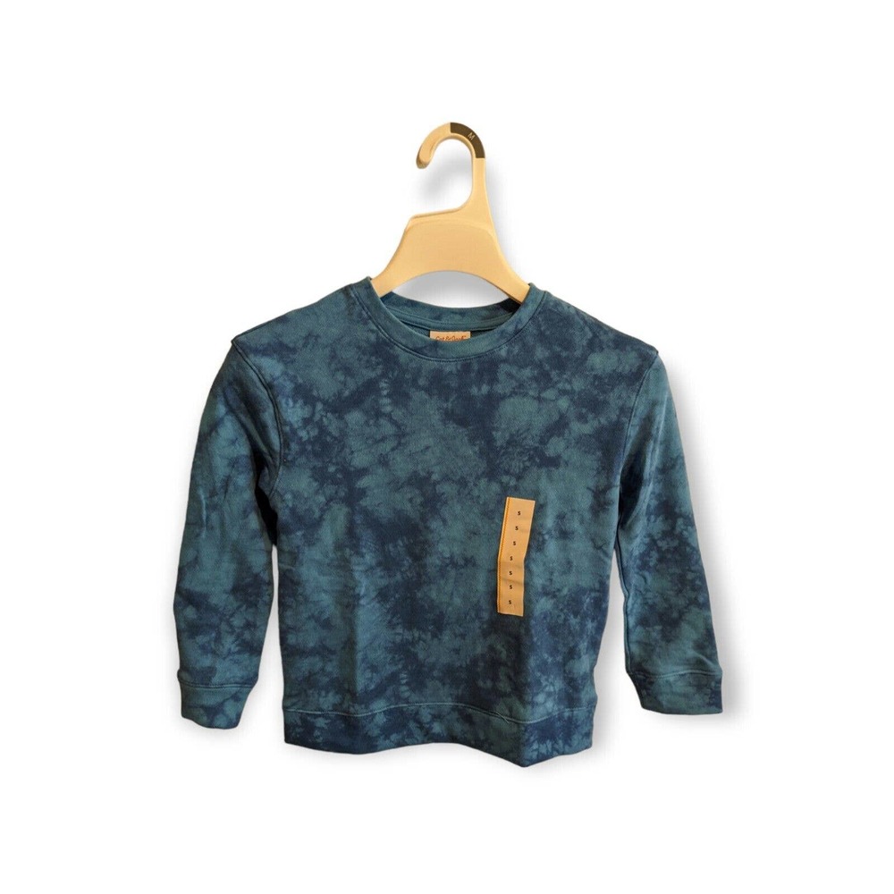 Kids' Pullover Sweatshirt - Cat & Jack Bright Blue Tie Dye Size Small NEW W/ TAG